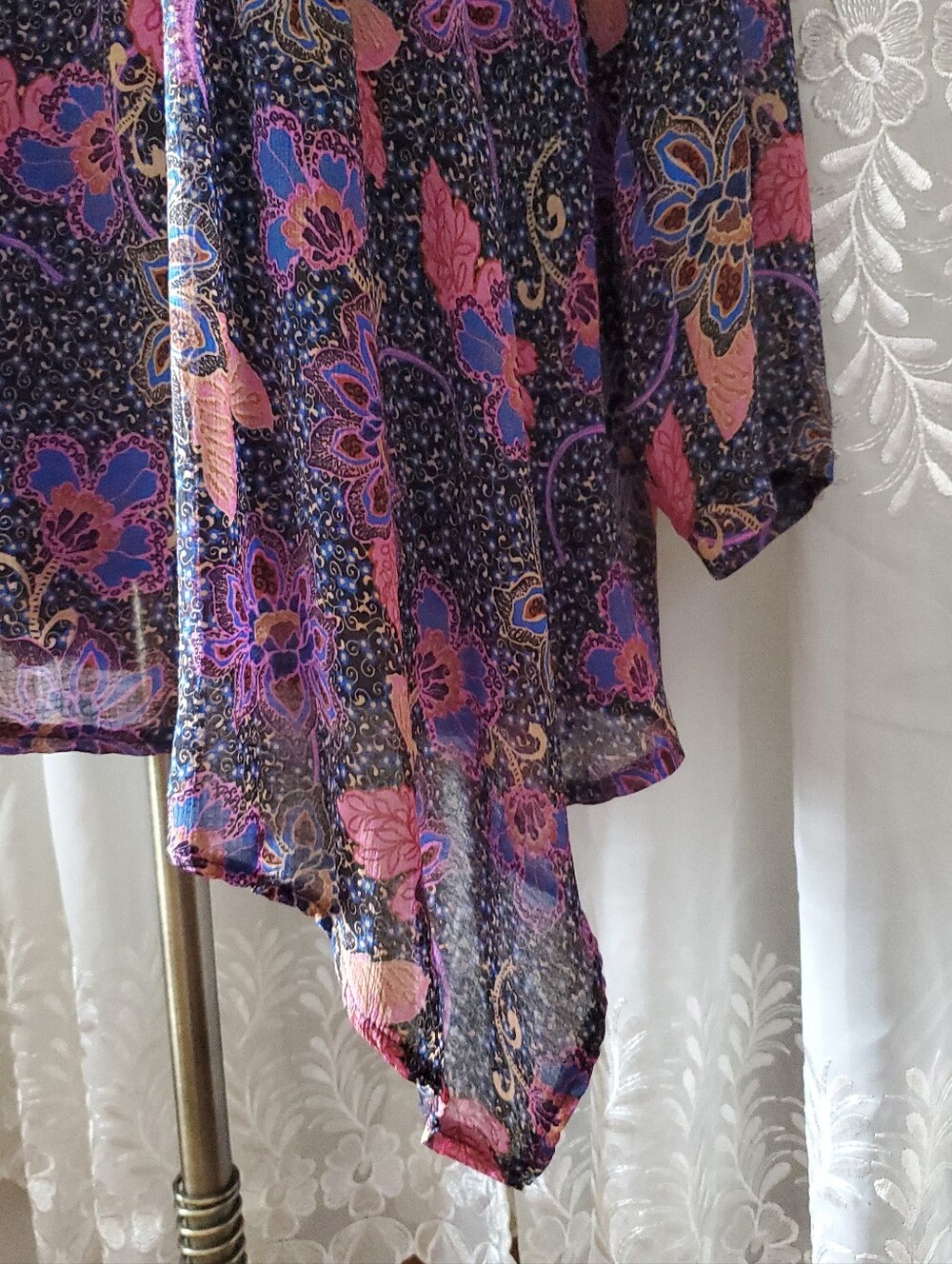 Free People Teegan Mini Dress Medium M Purple Floral Boho Fit Flare Wrap Dress - Picture 4 of 9
